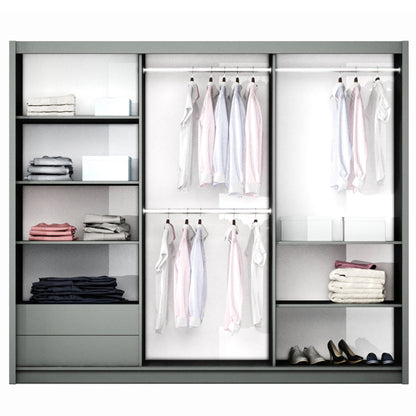 BASTIA 250cm Sliding Door Wardrobe Graphite+Mirror