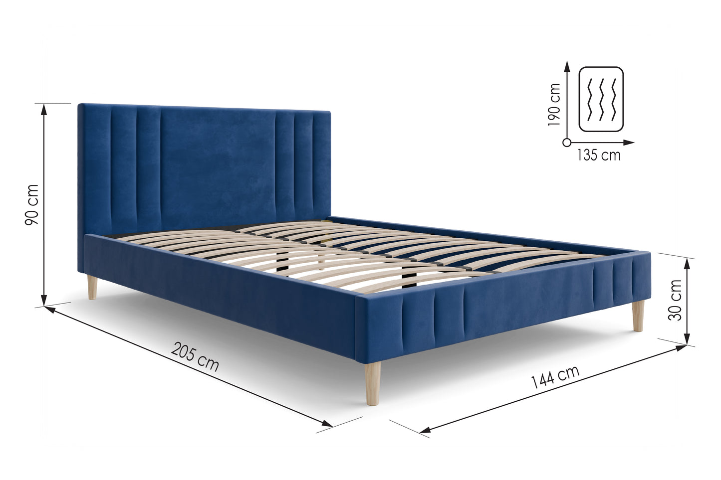 Bed  Jaxon DF-205UB_DB - Navy Blue