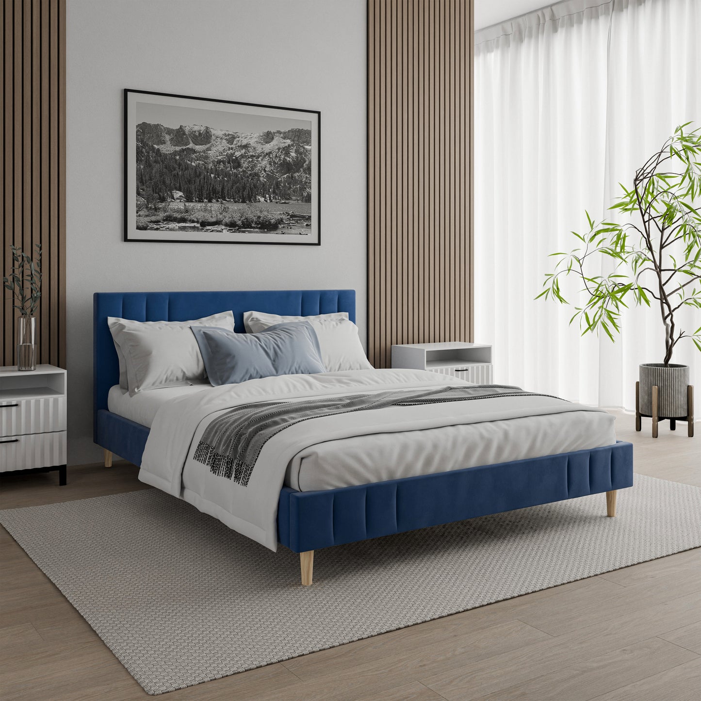 Bed  Jaxon DF-205UB_K - Navy Blue