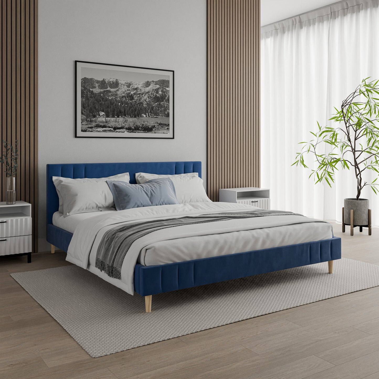 Bed  Jaxon DF-205UB_SK - Navy Blue