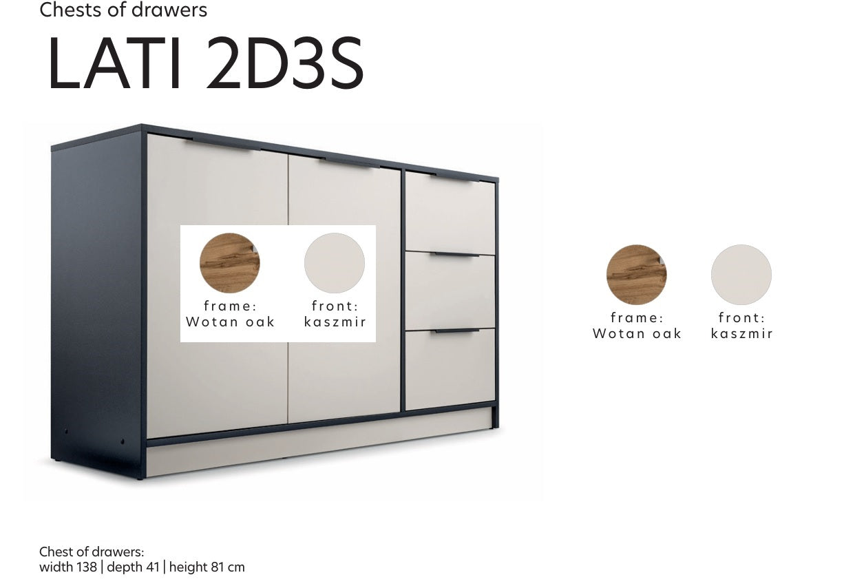 Sideboard LATI - 2D3S Oak Wotan / Cashmere