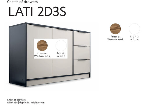 Sideboard LATI - 2D3S Oak Wotan / White