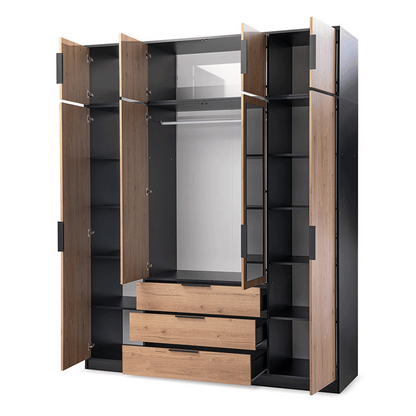 Wardrobe extension LATI D4 Black / Oak Viking