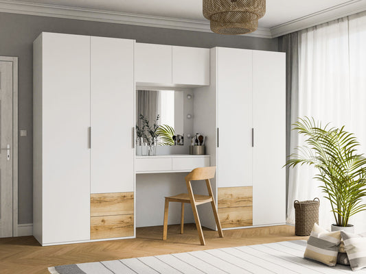 Wardrobe LATINA 300 White / Natural Grand Oak +  Dressing Table