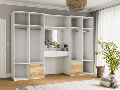 Wardrobe LATINA 300 White / Natural Grand Oak +  Dressing Table