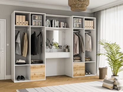 Wardrobe LATINA 300 White / Natural Grand Oak +  Dressing Table