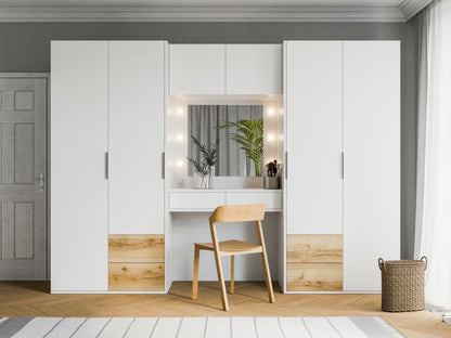 Wardrobe LATINA 300 White / Natural Grand Oak +  Dressing Table