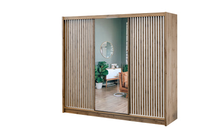 Wardrobe LONDON 250 Oak Wotan White + Mirror