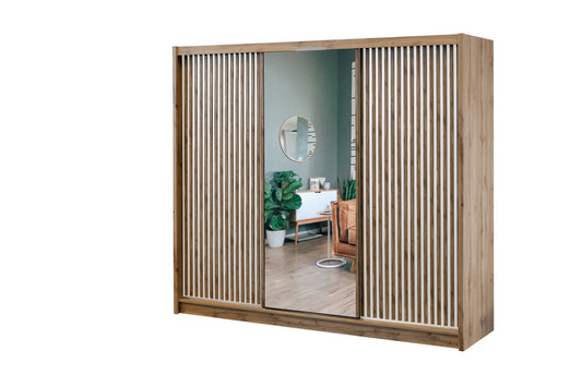 Wardrobe LONDON 250 Oak Wotan White + Mirror