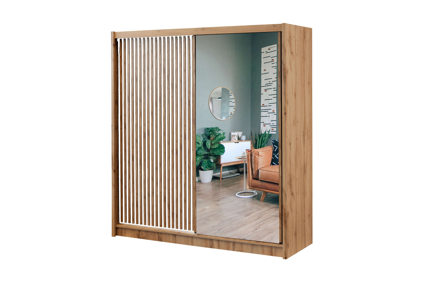 Wardrobe LONDON 203 Oak Wotan White + Mirror