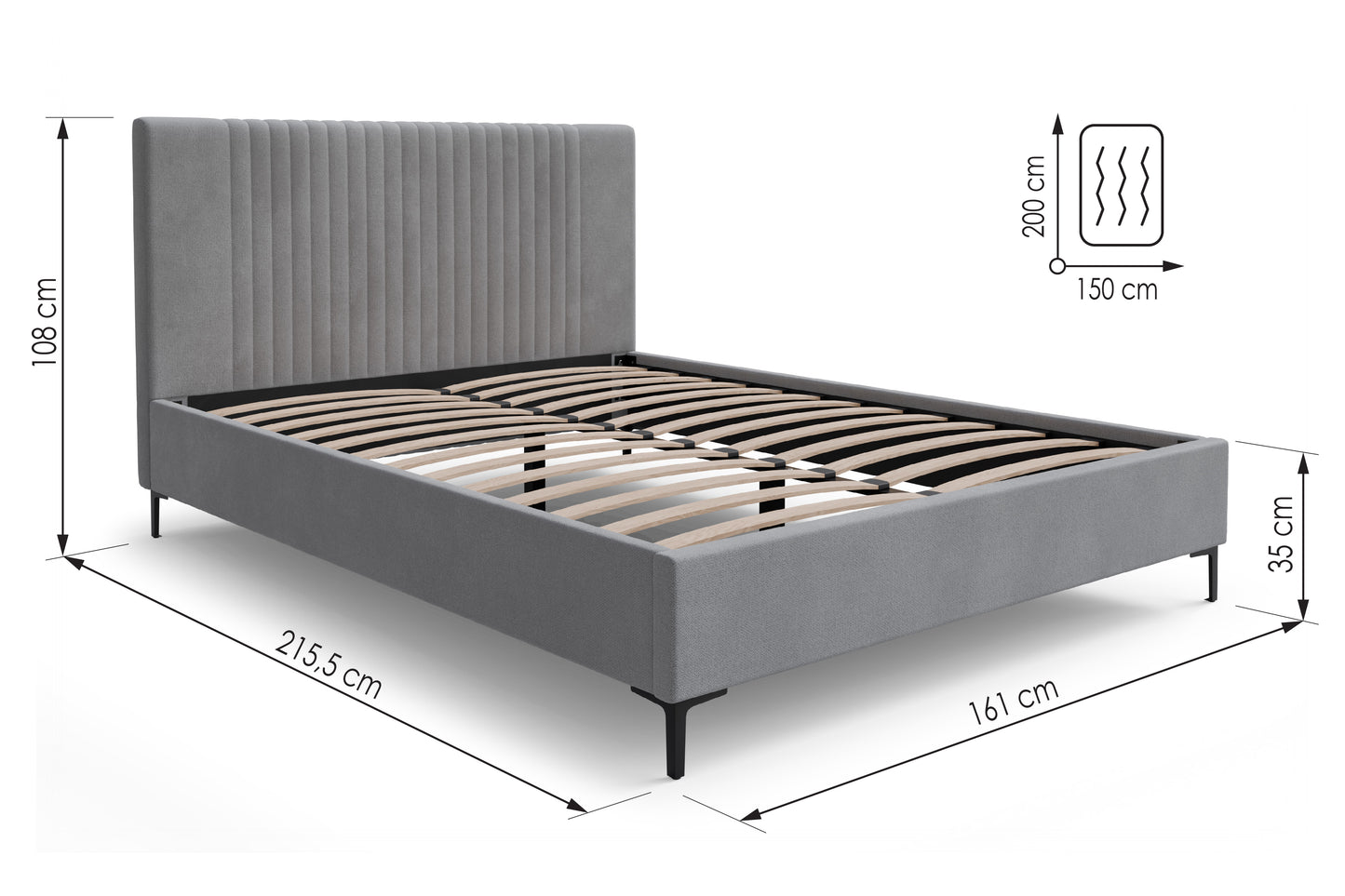 Bed  Liam DF-200UB_K - Grey