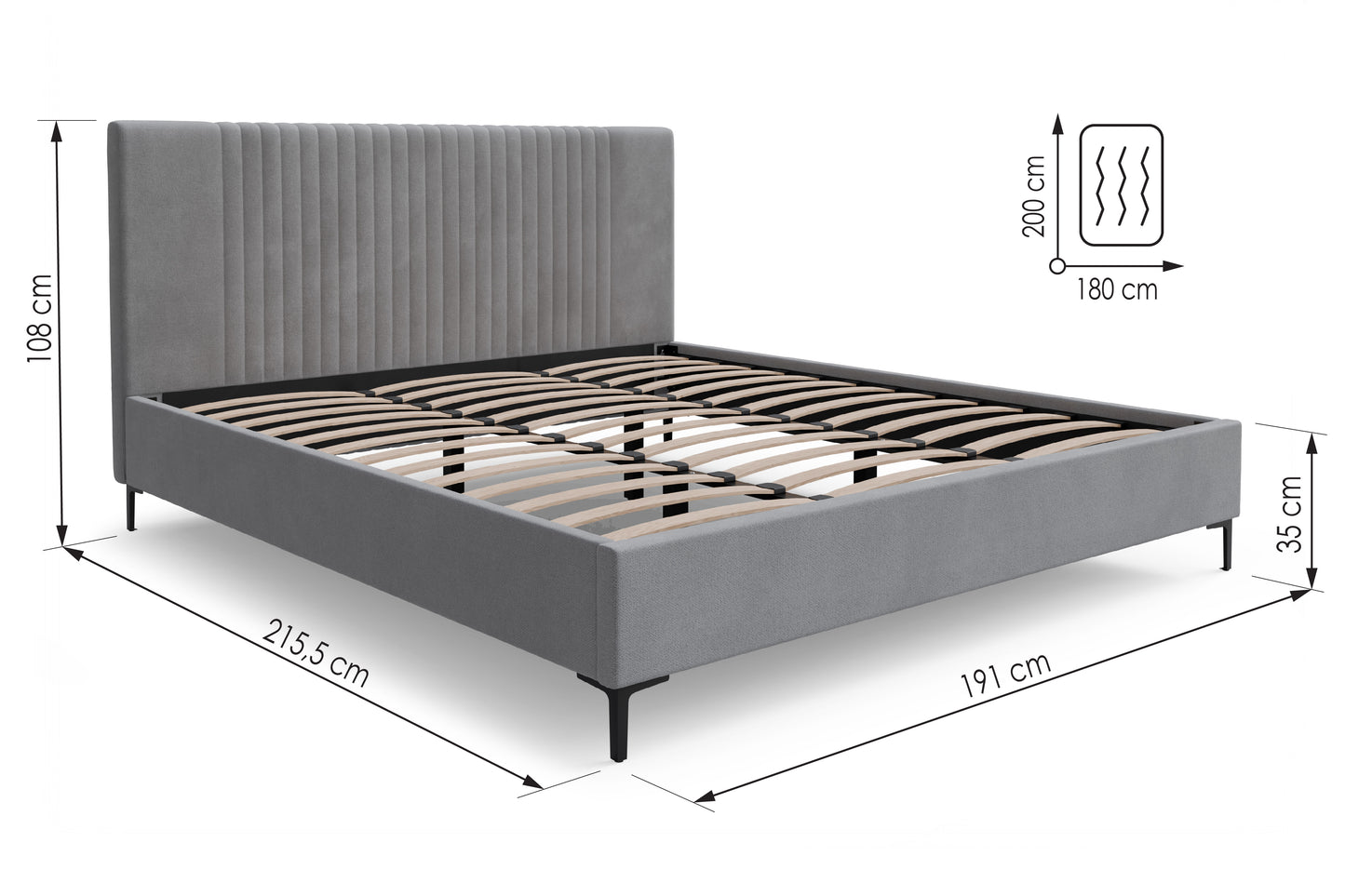 Bed  Liam DF-200UB_SK - Grey