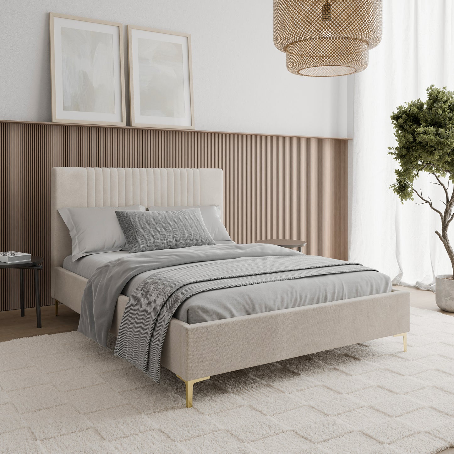 Bed  Liam DF-200UB_DB - Light Beige