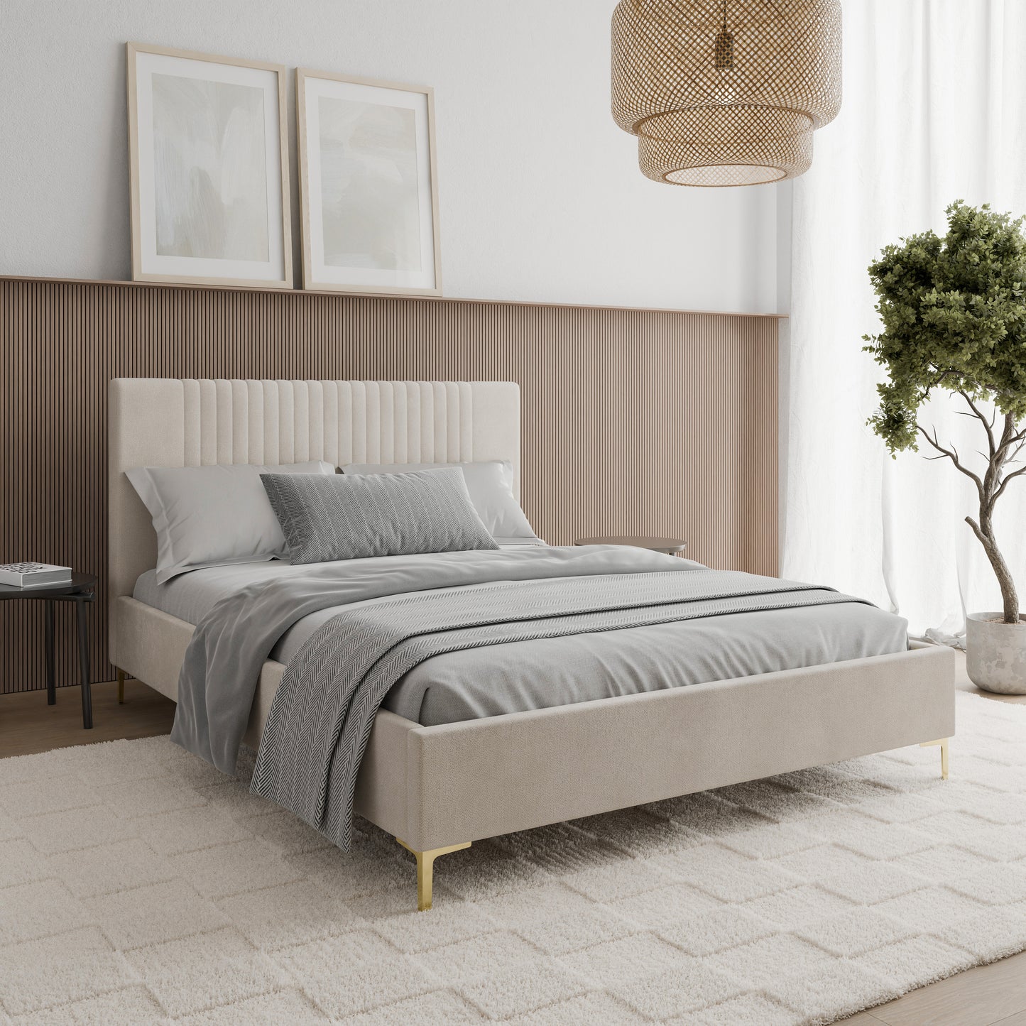 Bed  Liam DF-200UB_K - Light Beige