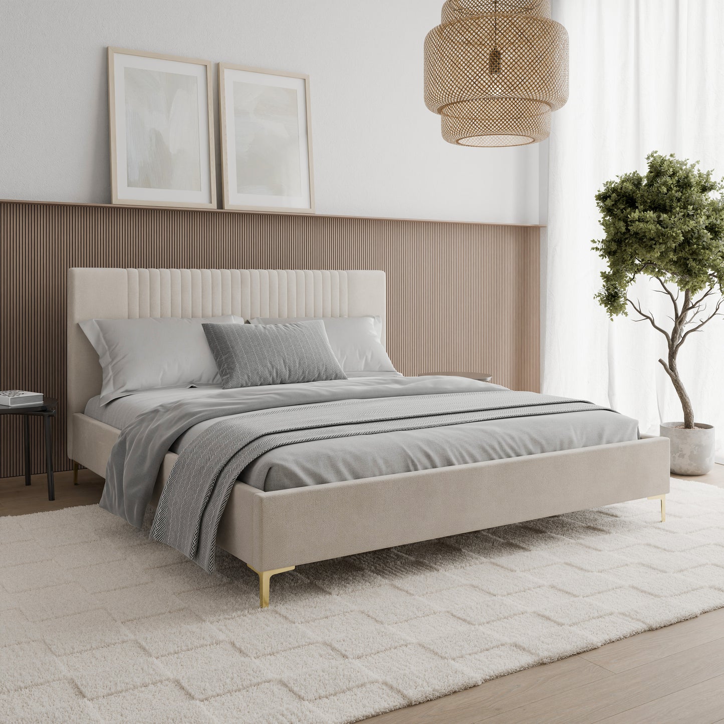 Bed  Liam DF-200UB_SK - Light Beige