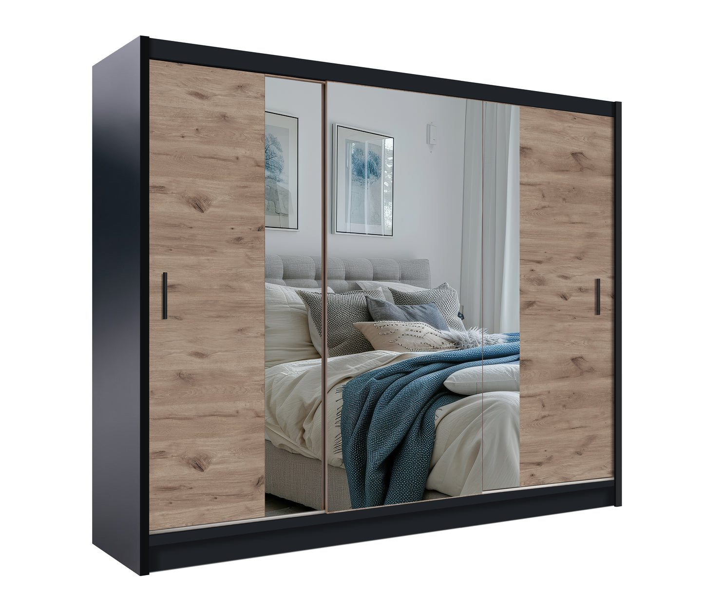 Wardrobe LIZBONA 2 250 Black / Oak Viking