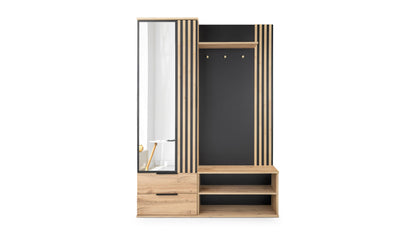 Hallway Unit LUGO Oak Wotan / Black / Mirror