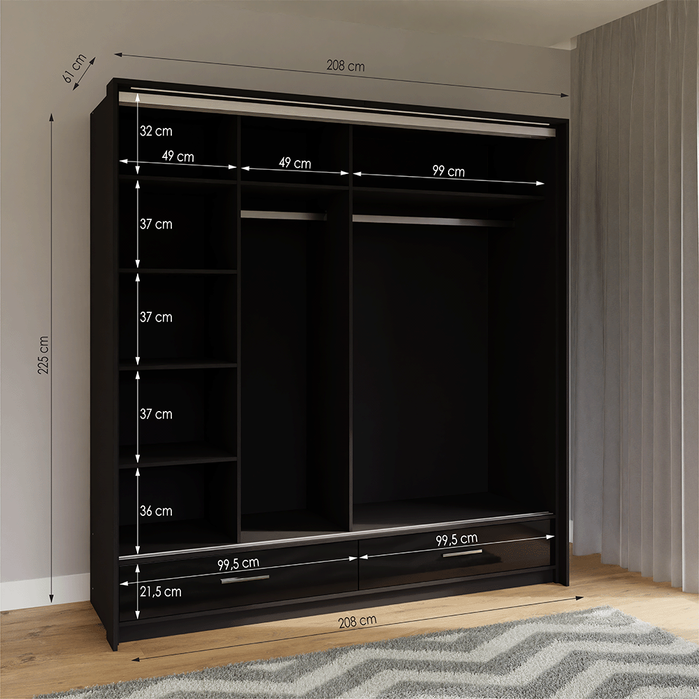 Sliding Door Wardrobe MARSYLIA 208 Black