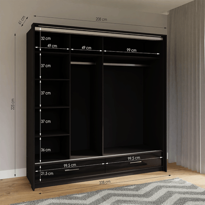 Sliding Door Wardrobe MARSYLIA 208 Black