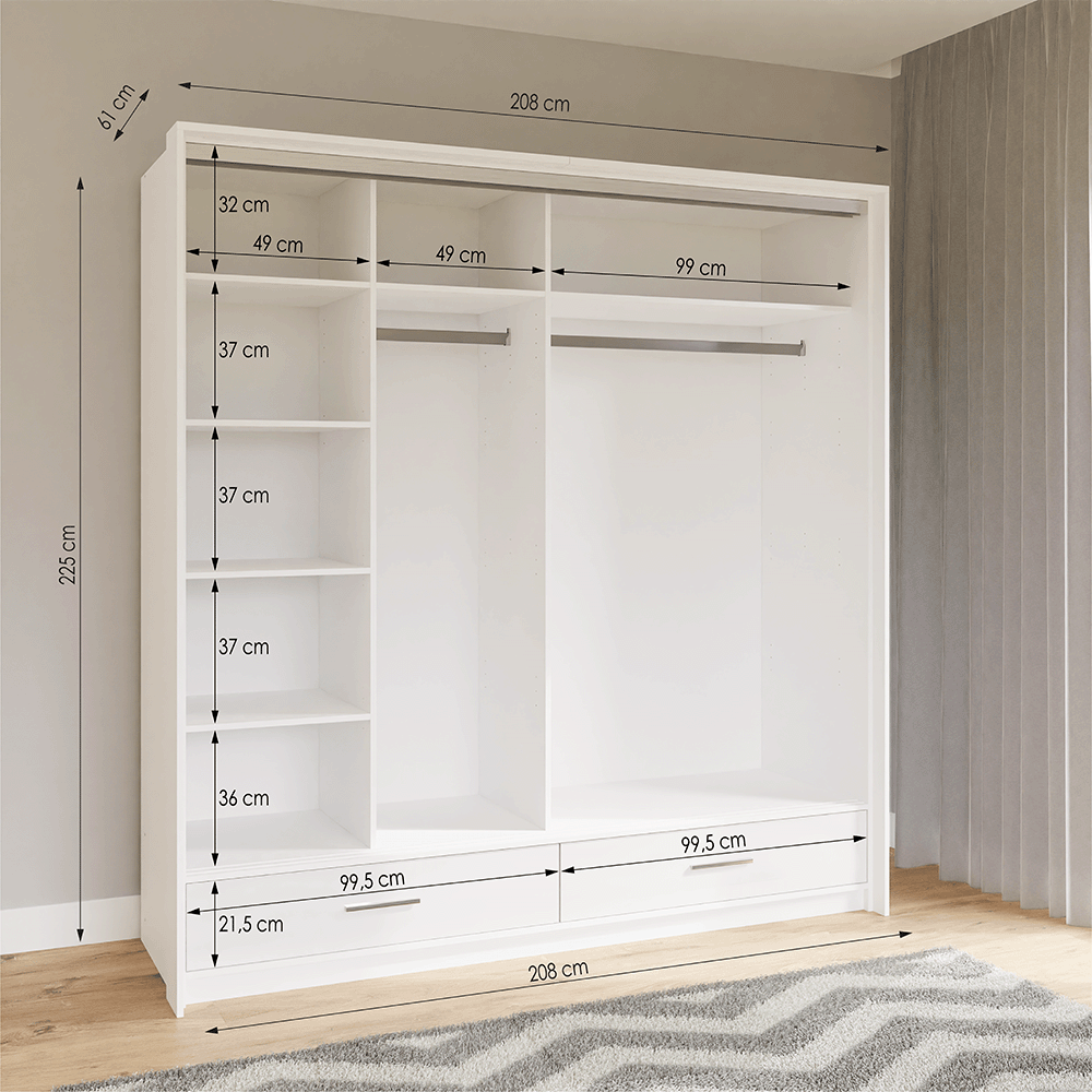 Sliding Door Wardrobe MARSYLIA 208 White