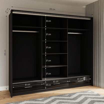 Sliding Wardrobe MARSYLIA 255 Black