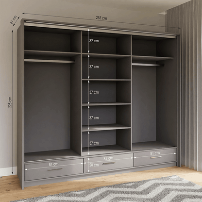 Sliding Wardrobe MARSYLIA 255 Graphite