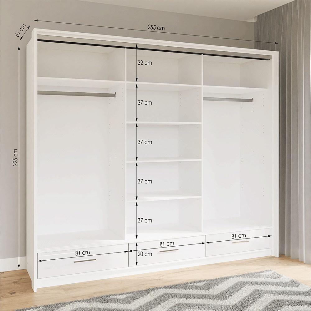 Sliding Wardrobe MARSYLIA 255 White