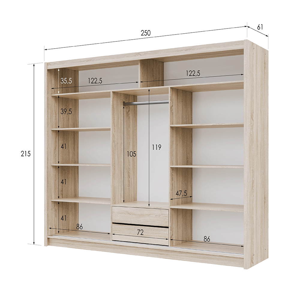 SEWILLA 250cm Sliding Door Wardrobe