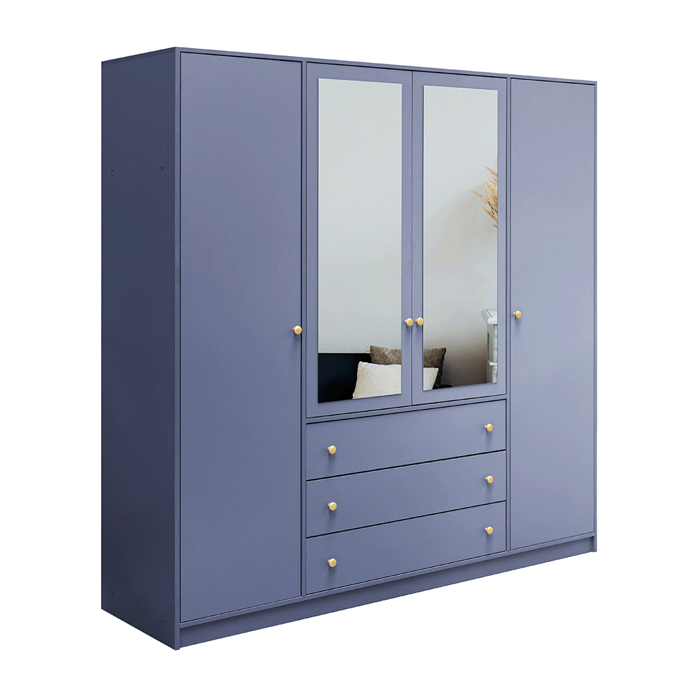 Wardrobe SIENA II D4 Dull Blue + Mirror