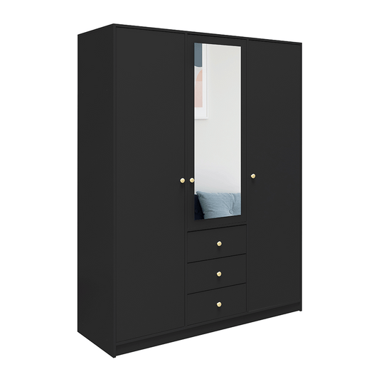 Wardrobe SIENA D3 Black + Mirror