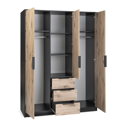 Wardrobe extension LATI D3 Black / Oak Viking