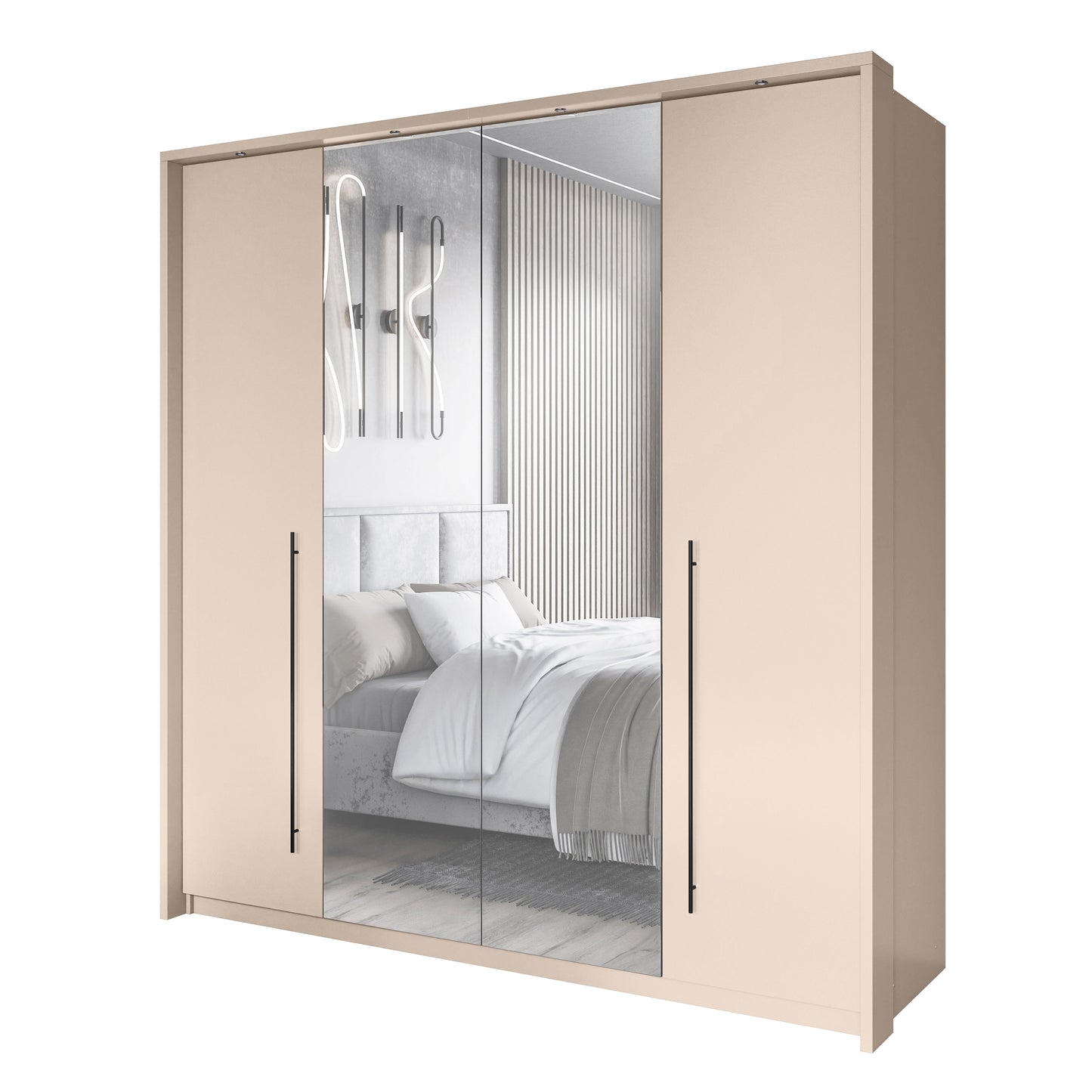 Wardrobe SAVANA 210 Sand Beige/Mirror