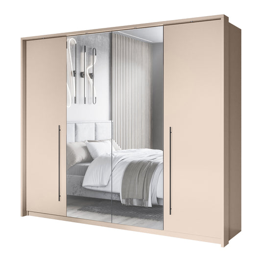 Wardrobe SAVANA 255 Sand Beige/Mirror