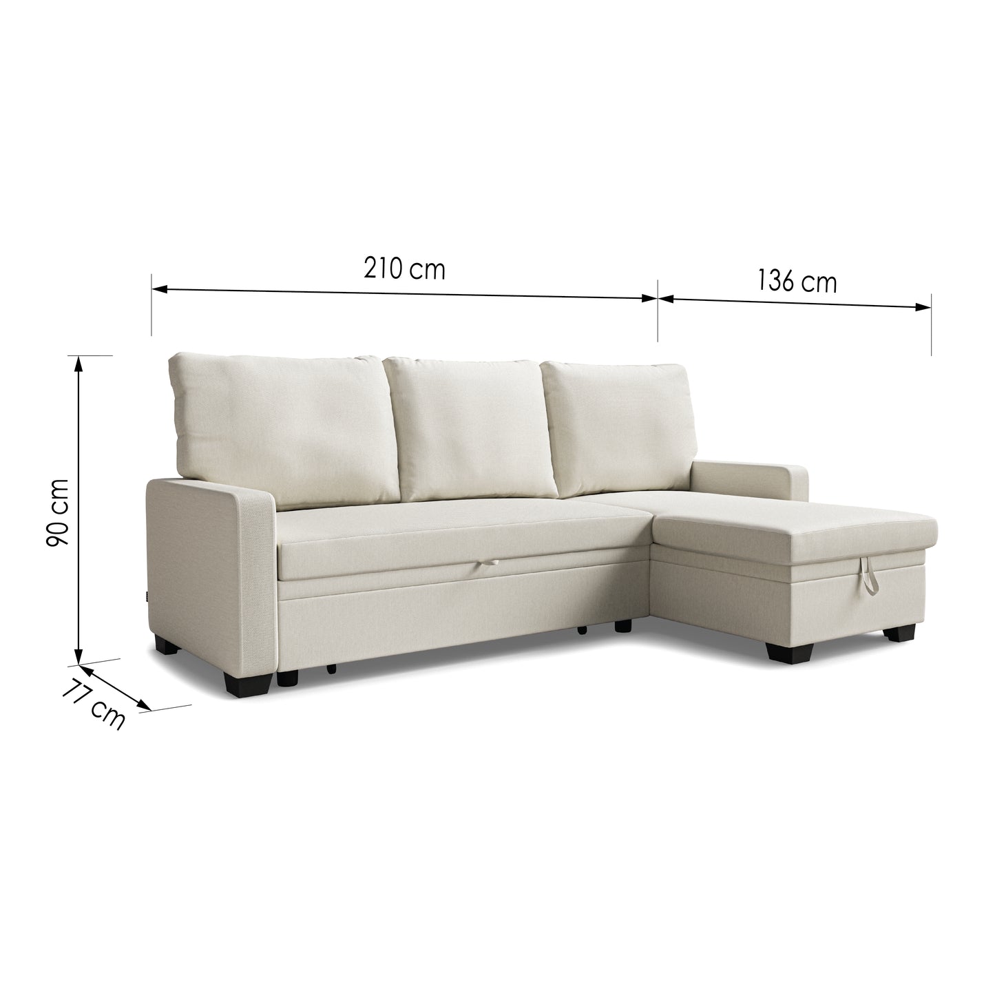 Corner sofa bed Susanne DF-017CSB reversible - Cream