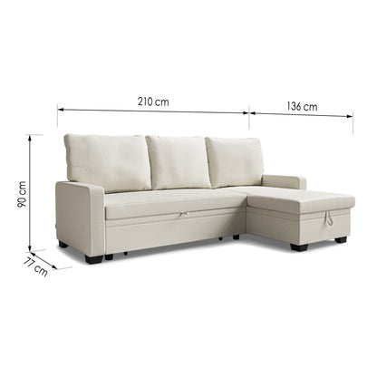 Corner sofa bed Susanne DF-017CSB reversible - Cream