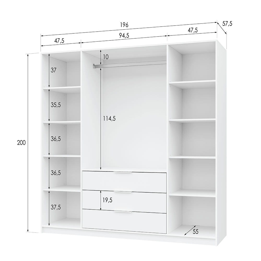 Wardrobe BALI D4 Oak Sonoma + Mirror