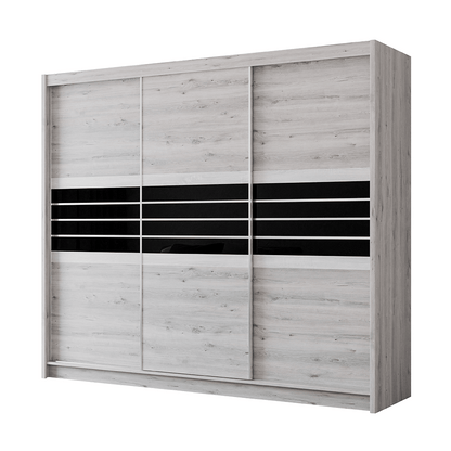 TURYN 250cm Sliding Door Wardrobe Oak Craft / Graphite Glass