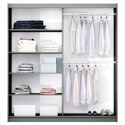 BASTIA 200cm Sliding Door Wardrobe White+Mirror