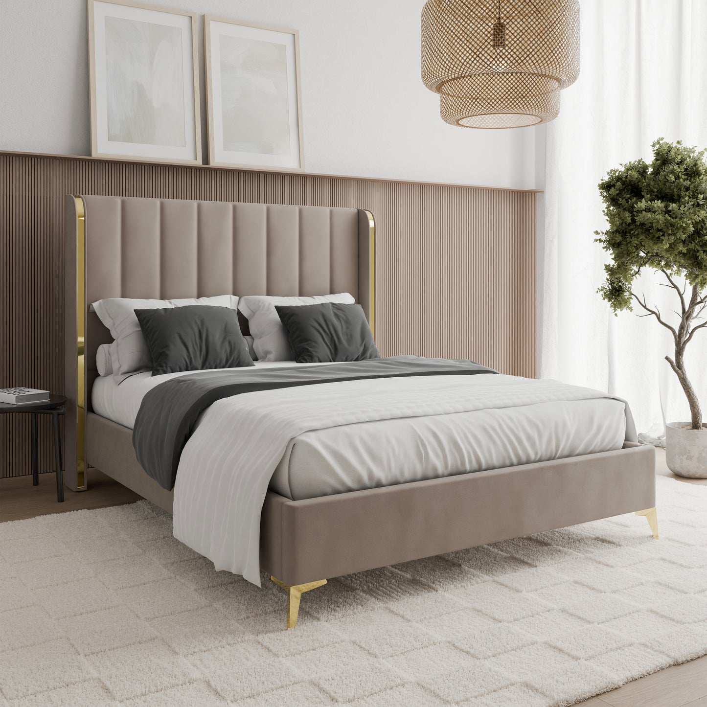 Bed  William DF-201UB_K - Beige