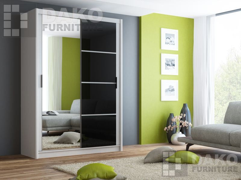 BRANDON 150 Wardrobe White Black