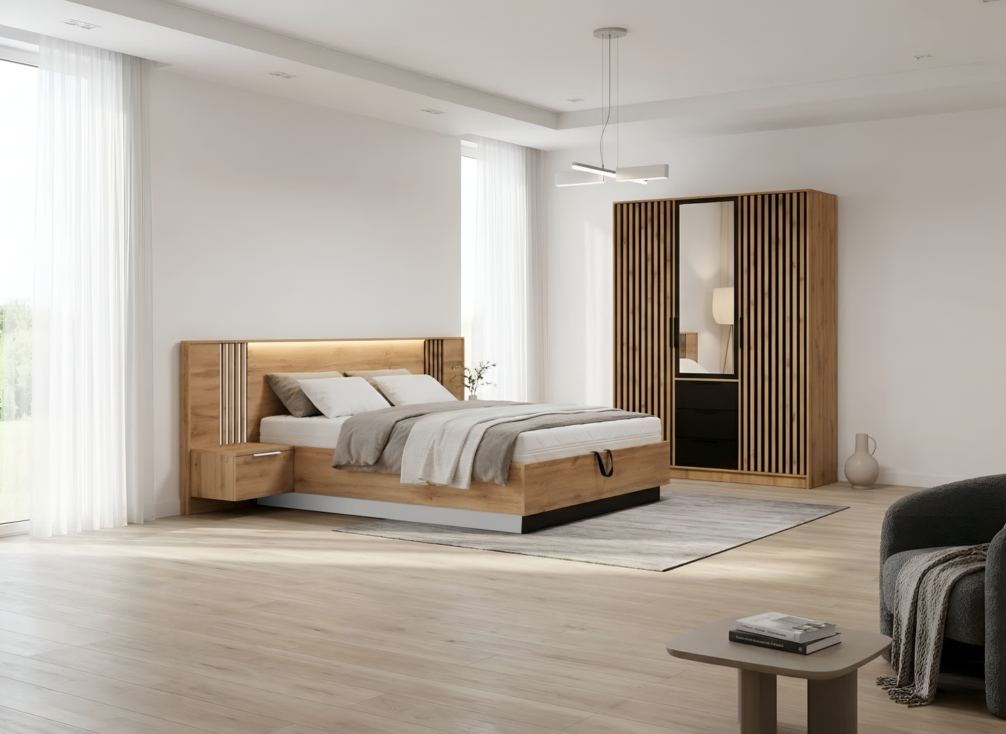 Bed BALI Lux D2 Oak Wotan