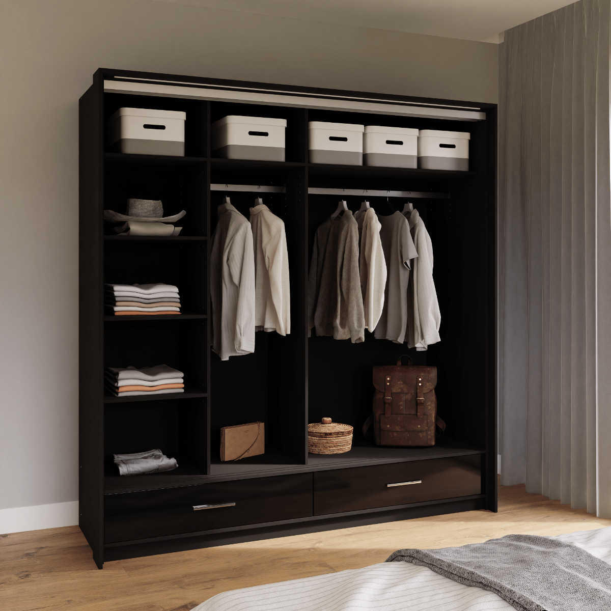 Sliding Door Wardrobe MARSYLIA 208 Black