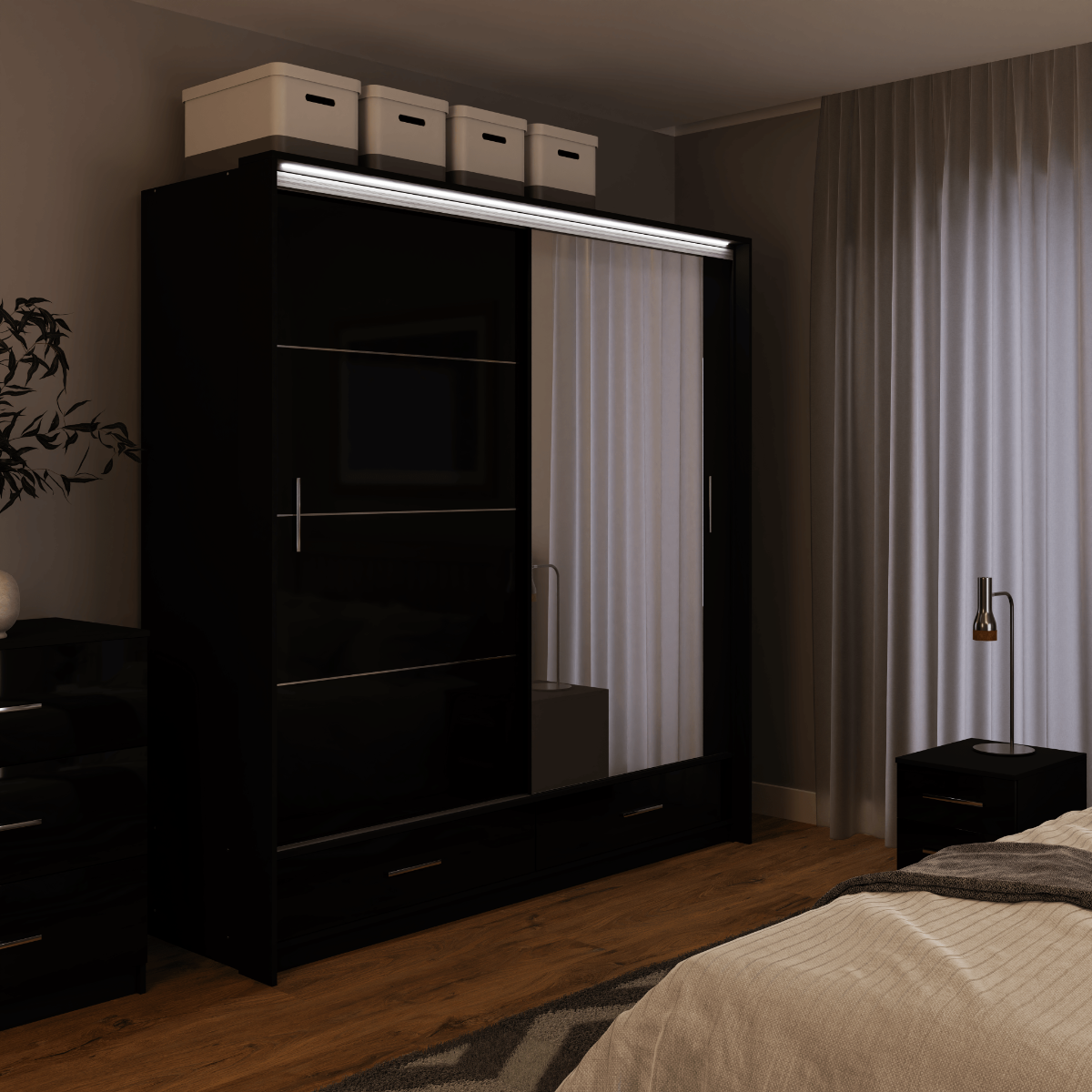 Sliding Door Wardrobe MARSYLIA 208 Black