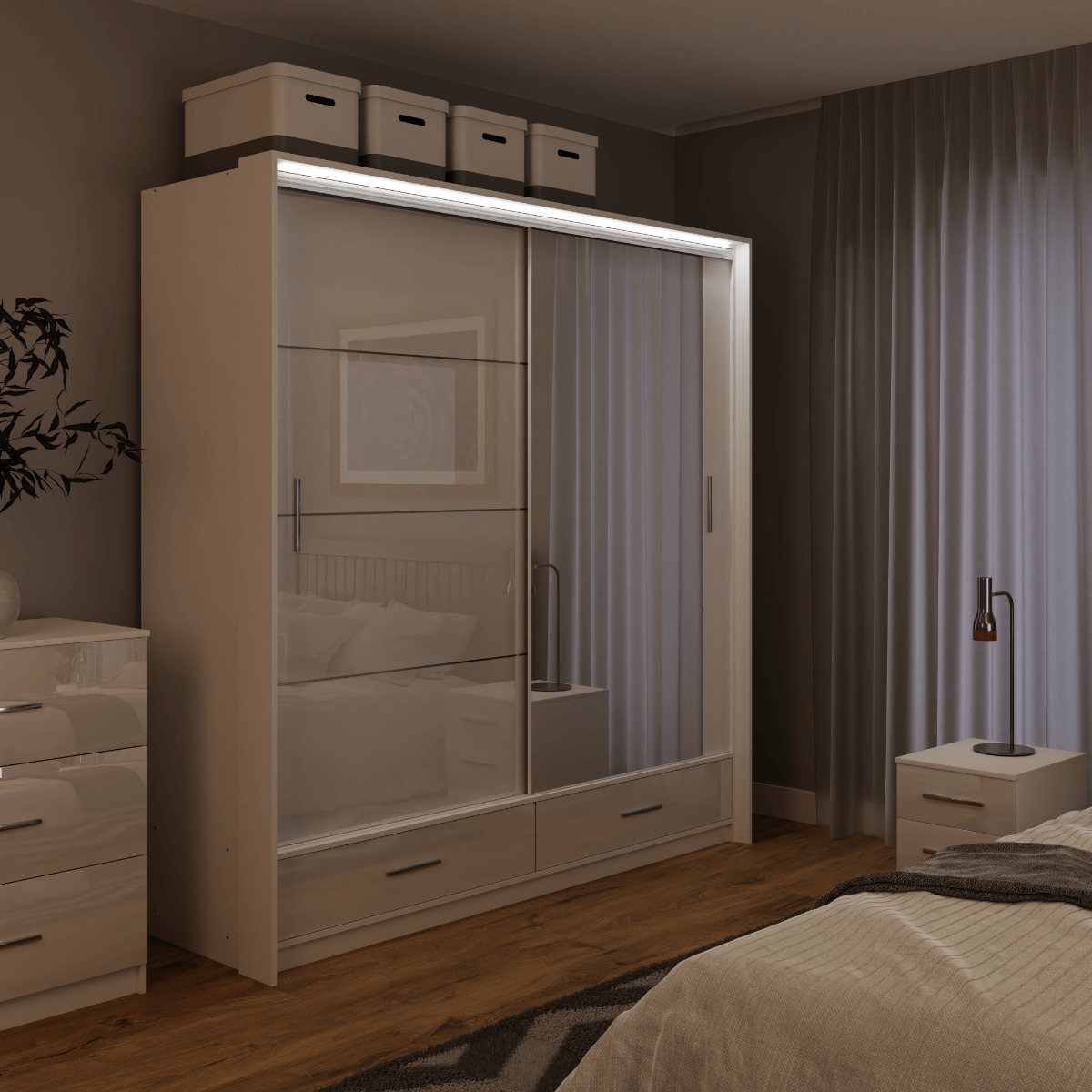 Sliding Door Wardrobe MARSYLIA 208 White