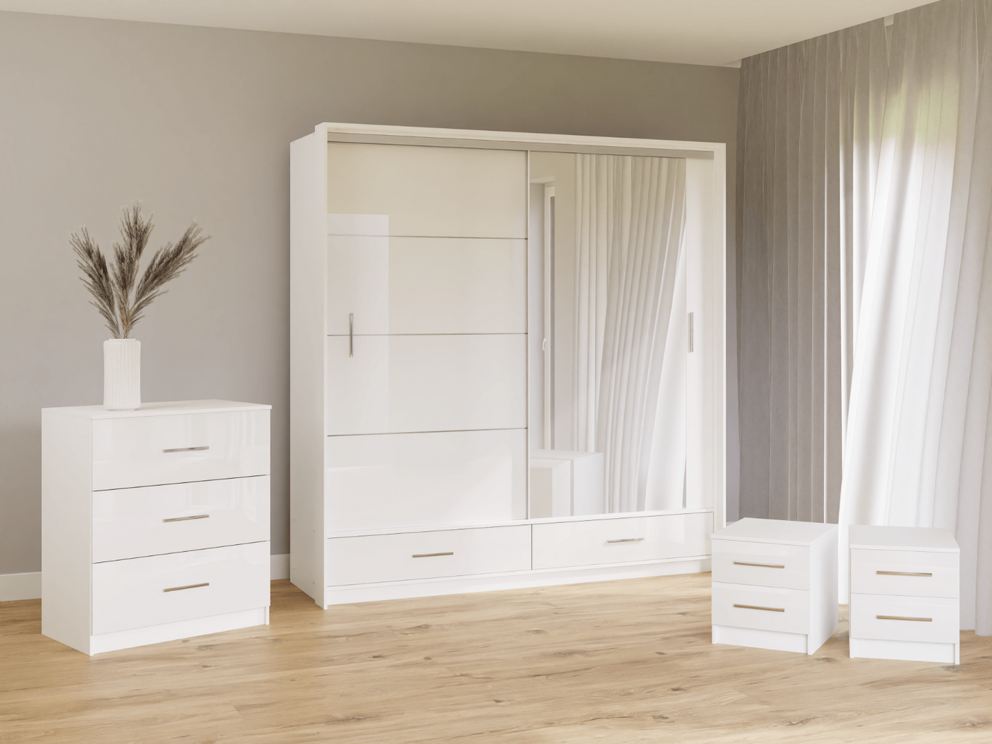 Sliding Door Wardrobe MARSYLIA 208 White