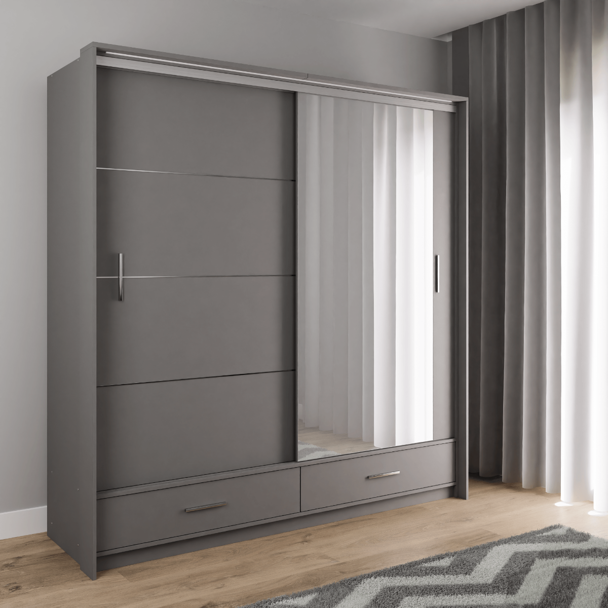 Sliding Door Wardrobe MARSYLIA 208 Graphite