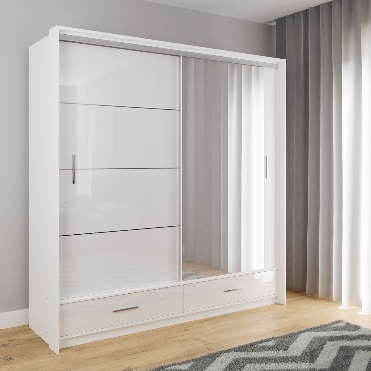 Sliding Door Wardrobe MARSYLIA 208 White