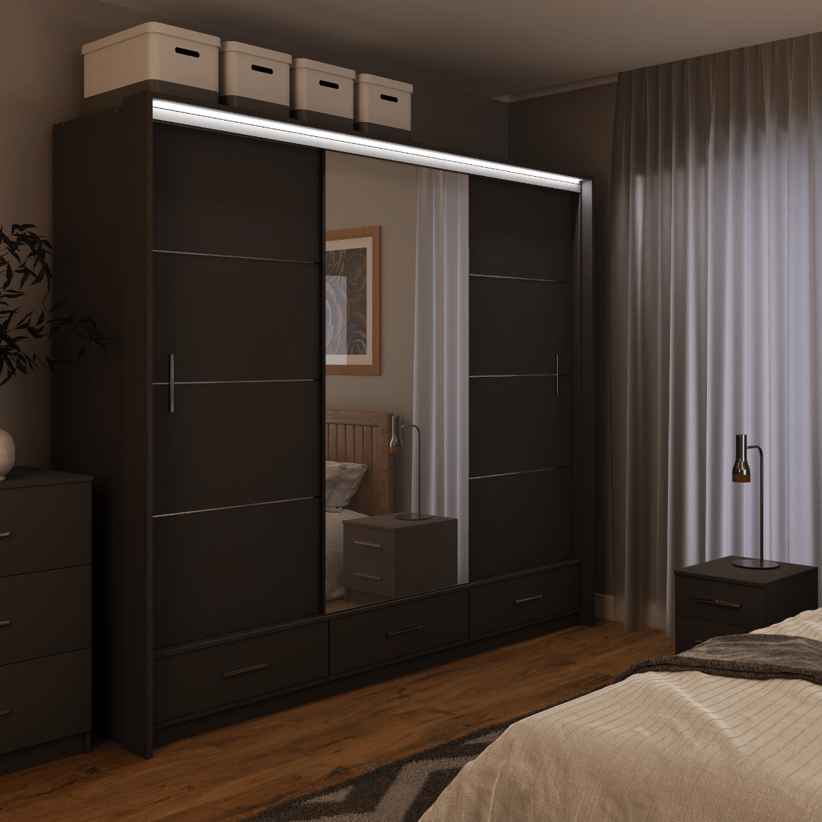 Sliding Wardrobe MARSYLIA 255 Graphite