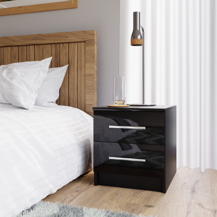 Bedside Table MARSYLIA Black Gloss