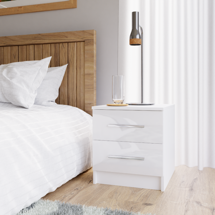 Bedside Table MARSYLIA White Gloss